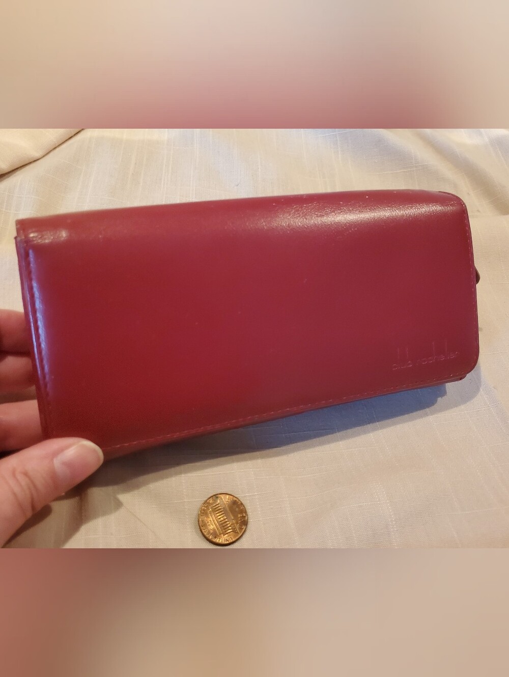Club Rochelier Red Genuine Leather Large Bifold Wallet